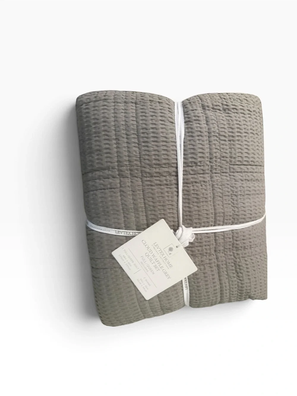 NWT Levtex Home Cloud Waffle Grey Full Queen Quilt Set